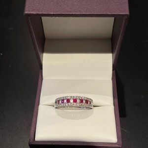 White Gold Ruby and Diamond Ring
